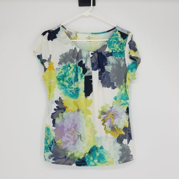 Worthington Tops - Worthington Short Sleeve Floral Top, PL, Beautiful Draping, Office, Feminine